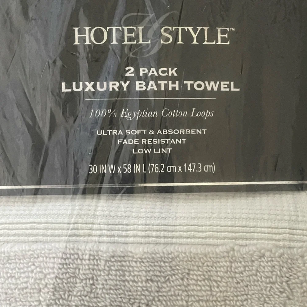 Hotel Style Luxury Egyptian Cotton Bath Towels 2-Pack Silver